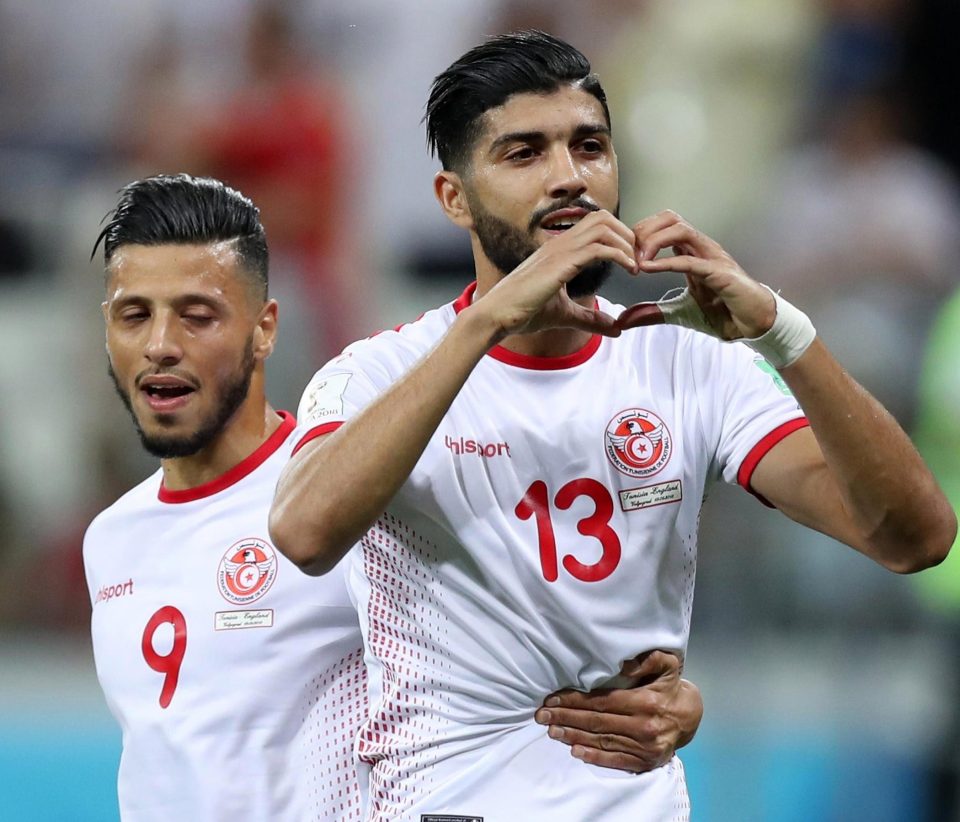 Tunisia celebrate their equaliser to frustrate England