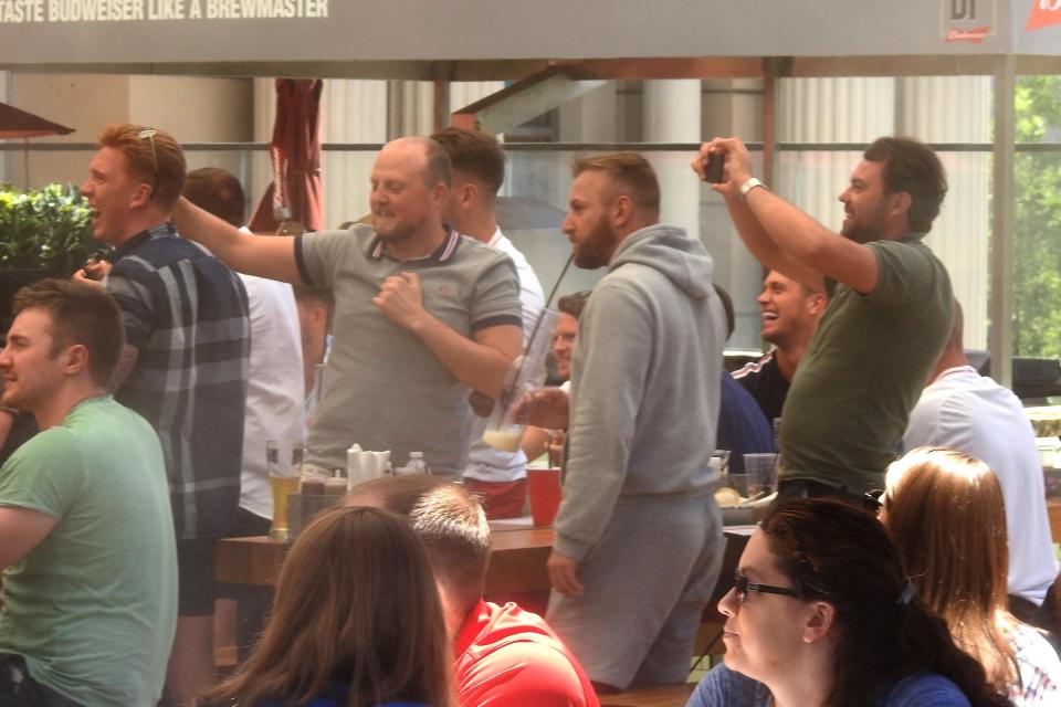  His pals jumped to their feet after Harry Kane scored but Dan remained seated although his big grin gave away his excitement