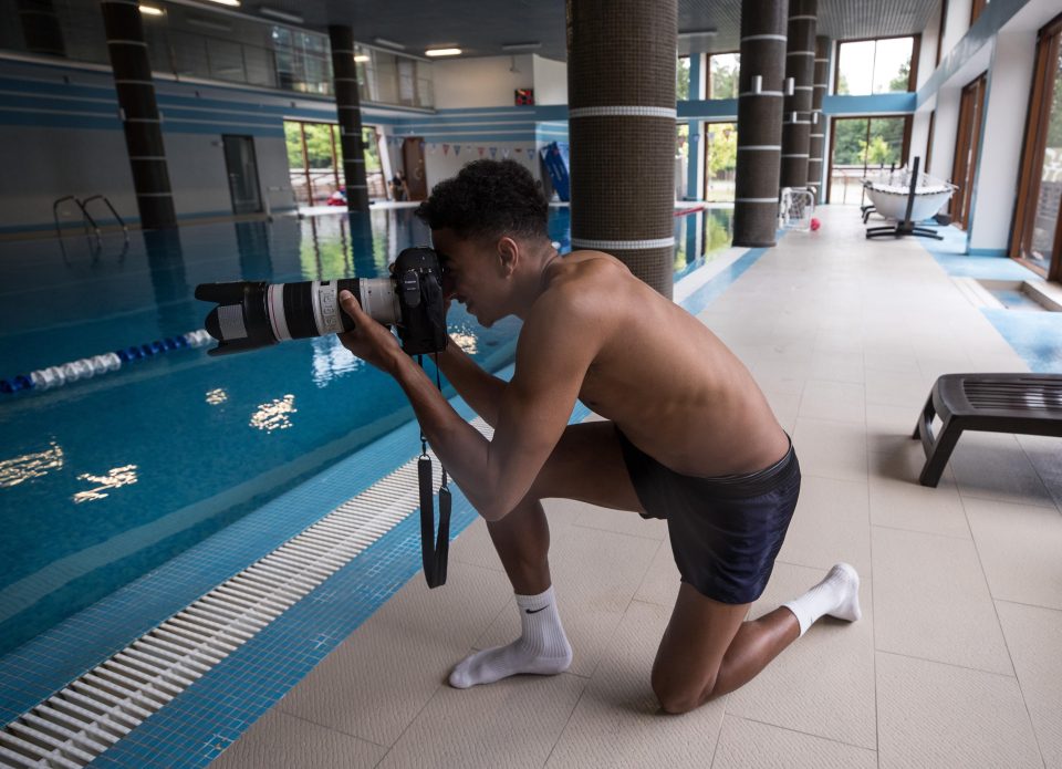  Jesse Lingard takes a break from footballing duty and takes some pics of his teammates