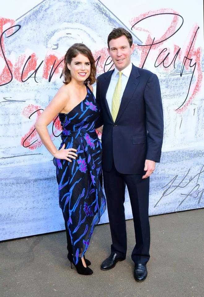  Princess Eugenie with fiance Jack Brooksbank in black tie at the party