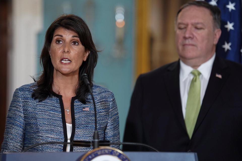  Ambassador to the UN Nikki Haley and Secretary of State Mike Pompeo announced the US withdrawal