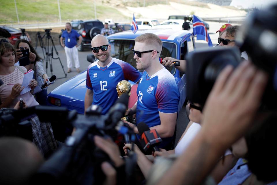  The pair fielded questions from the press, hours before Iceland took on Argentina