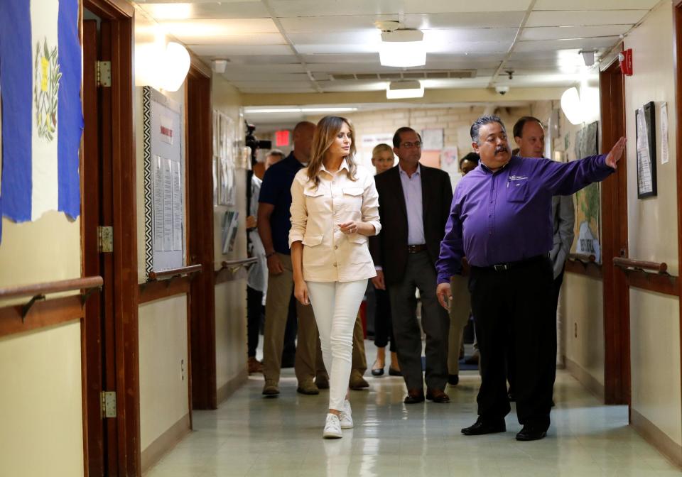  The first lady was given a tour of the facility where many children, who have been separated from their parents, are staying