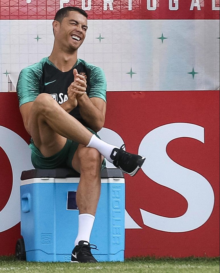  Ronaldo looked in a happy place at training on Friday