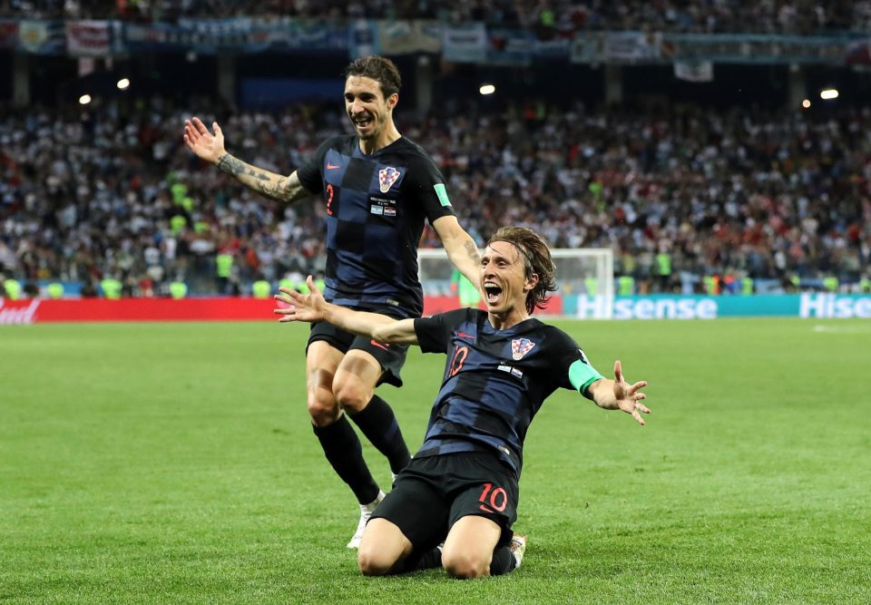  Luka Modric celebrates sealing victory over Argentina with Croatia's stunning second goal