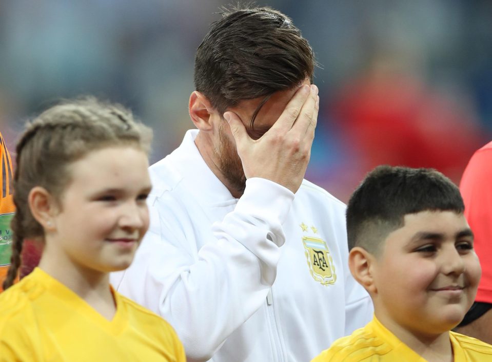  Messi looked to be carrying the weight of the world during Argentina's national anthem ahead of their defeat to Croatia