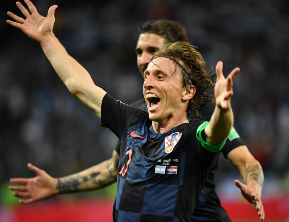  Luka Modric celebrates as Croatia beat Argentina 3-0