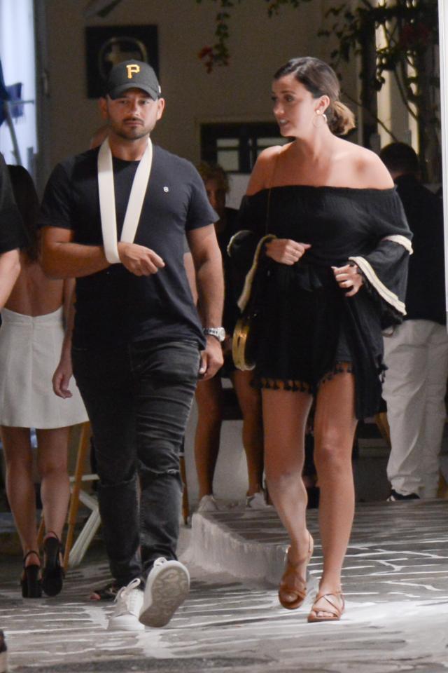  Ryan and Lucy failed to raise a smile as they walked through the streets of Mykonos town