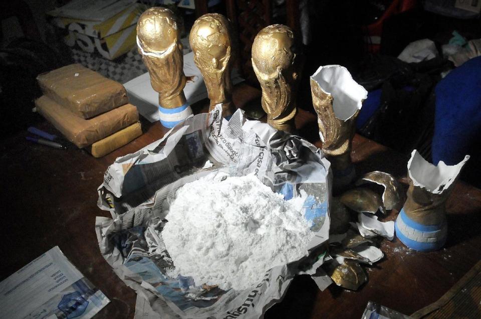  Around 1.5kg of cocaine and marijuana was found in the replica World Cup trophies