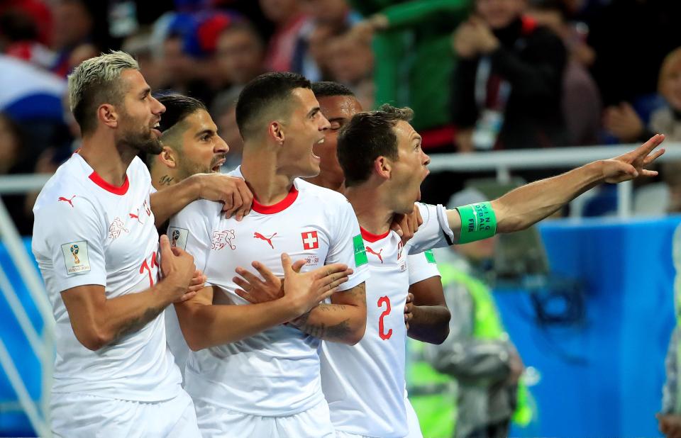  Xhaka and the Switzerland players celebrated scoring against Switzerland