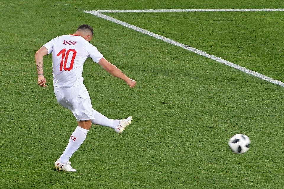  Xhaka scored Switzerland's equaliser with a fantastic long-range effort