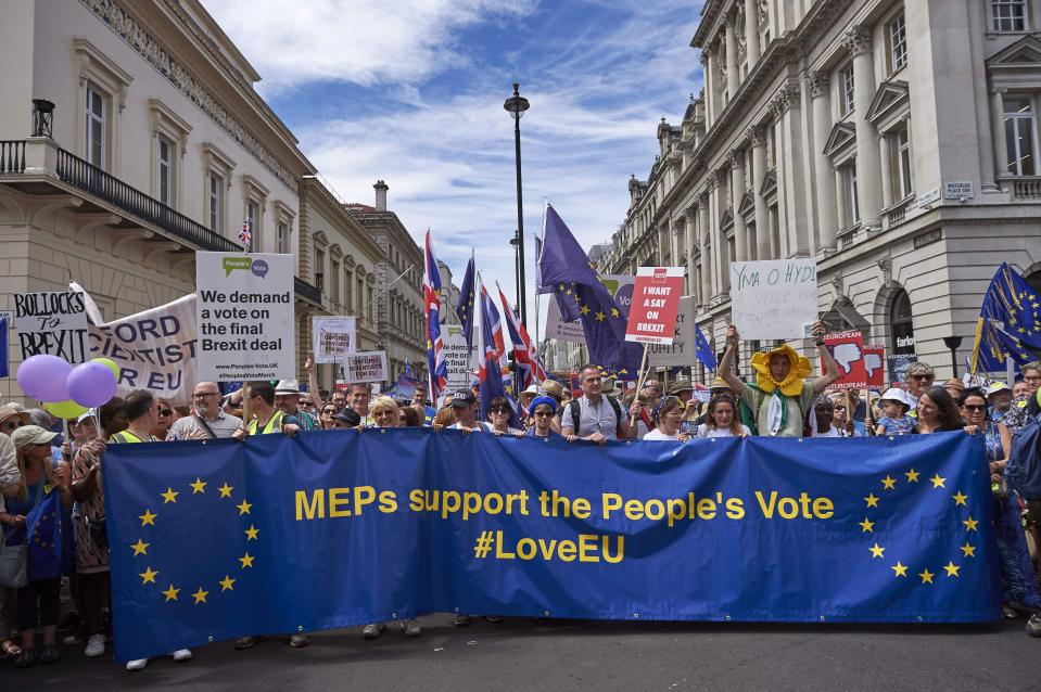  The protesters want a 'People's Vote' on the UK's final deal