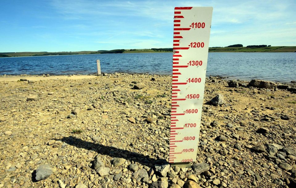 Depth gauges are exposed at Derwent Reservoir on the County Durham after so little rain this month