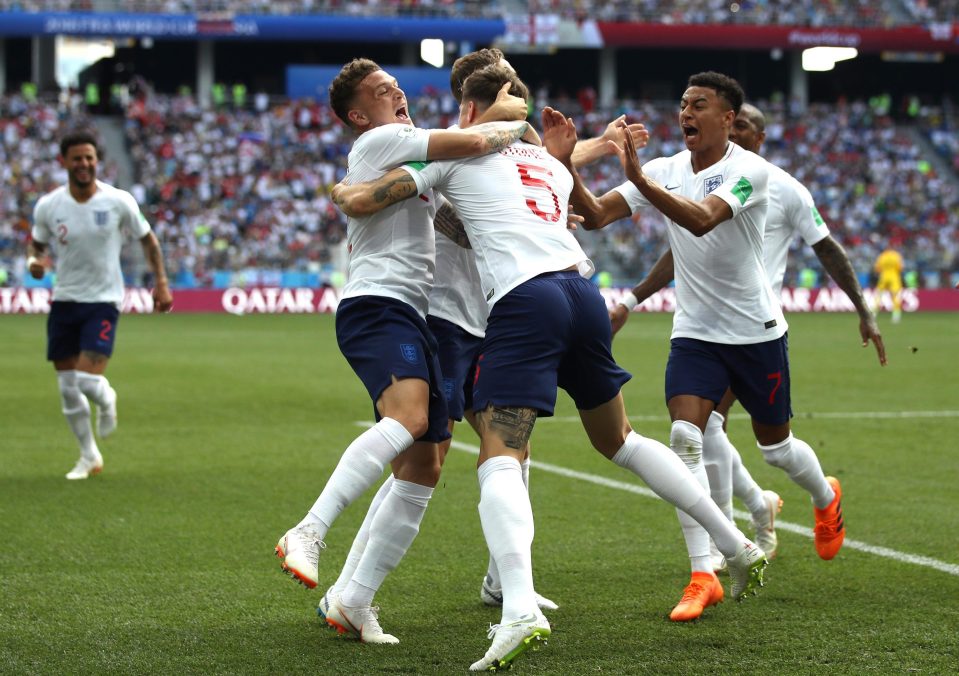  England's outfield players were all in the opposition half celebrating Harry Kane's first penalty