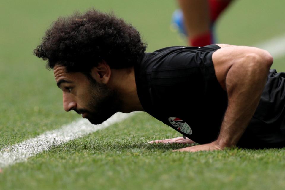  Mo Salah trains ahead of Egypt's final World Cup clash against Saudi Arabia