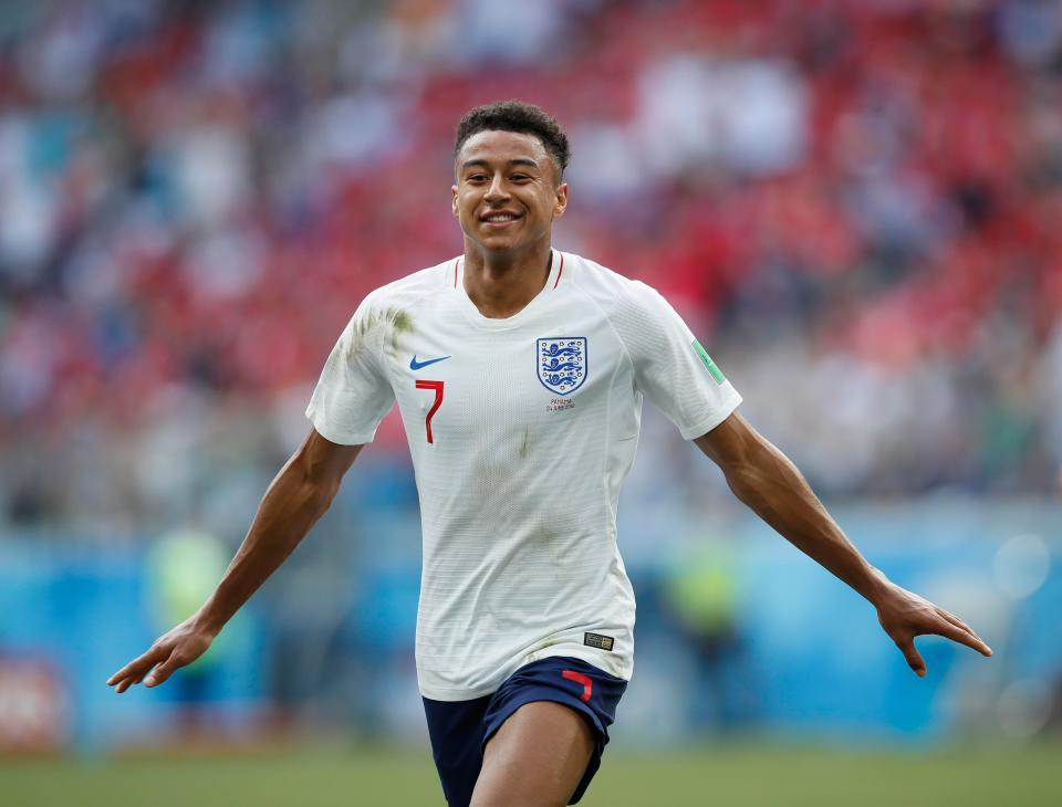  England hero Jesse Lingard celebrates scoring the third goal in World Cup rout against Panama