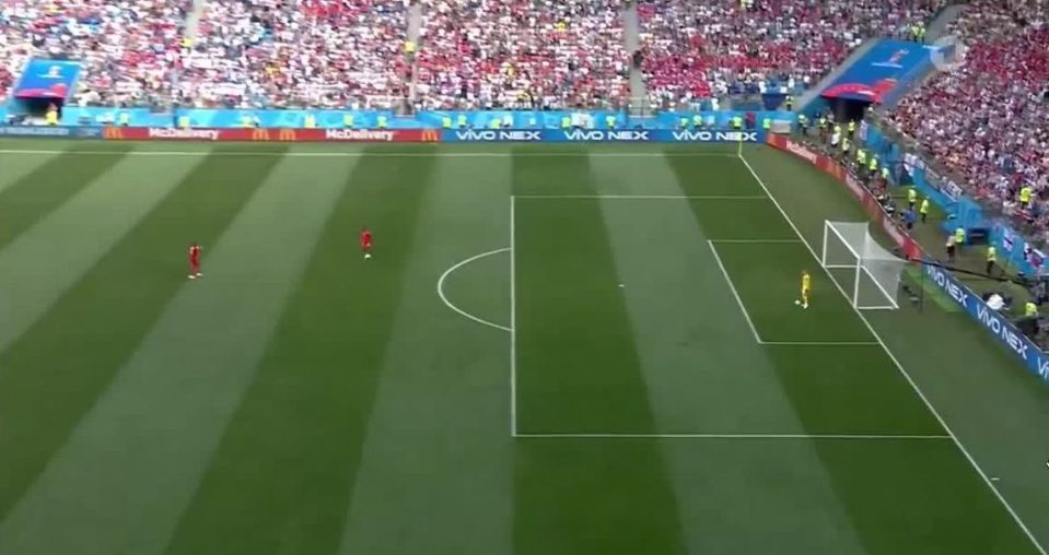  Two Panama men raced through towards goal but were correctly stopped by the referee