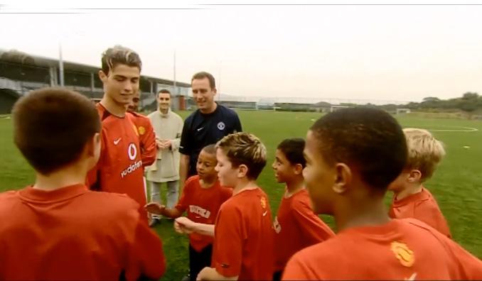  Cristiano Ronaldo meets a young Jesse Lingard at youth team training