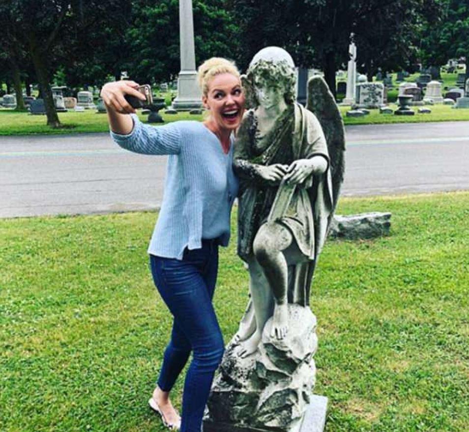  Katherine said she posted the pictures to try and lighten up a difficult day, as she was visiting the grave of her brother who died in a car accident aged 16