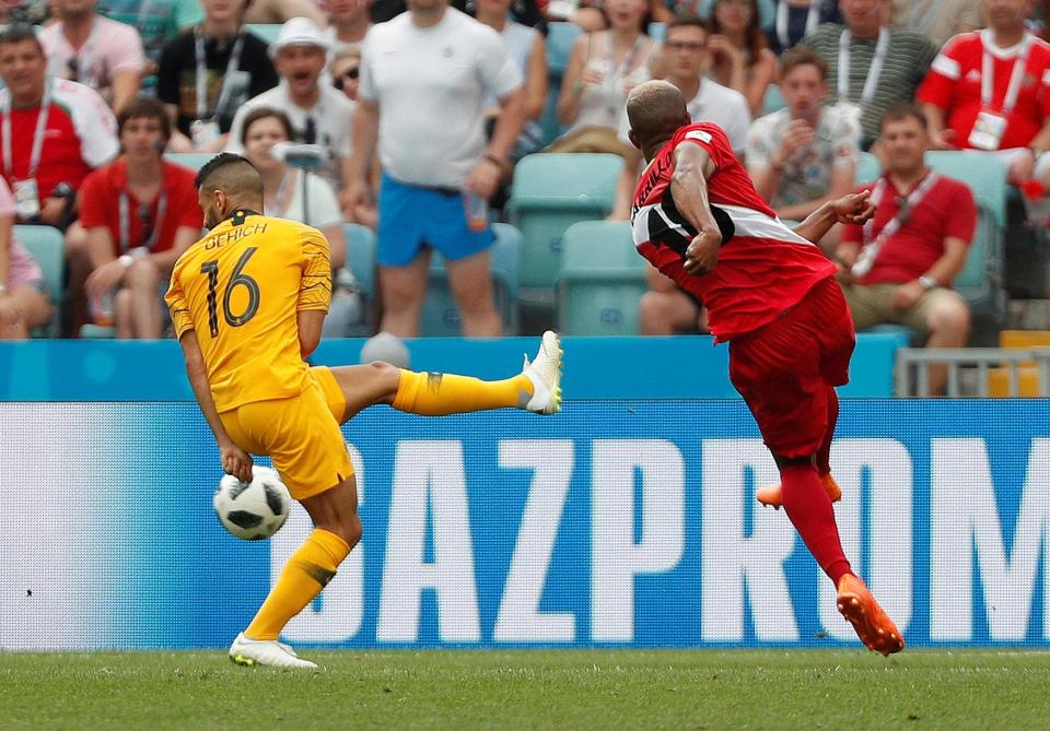 Australia's hopes were hit hard early on as Watford's Andre Carrillo hammered Peru ahead