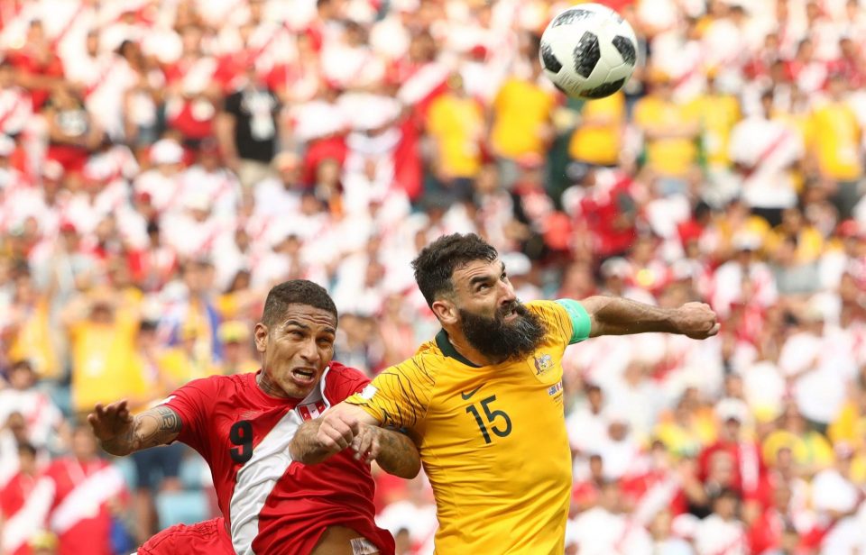  Australia captain Mile Jedinak appealed on Guerrero's behind for him to play