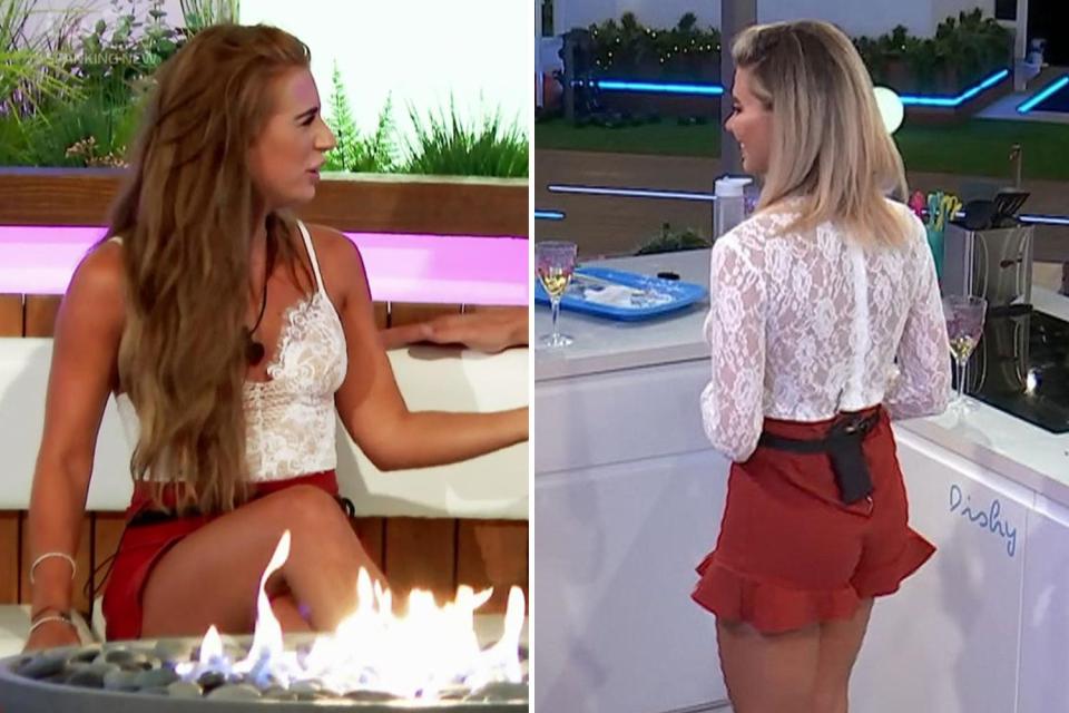  The red shorts worked well with a white lace top as Dani and Megan discovered