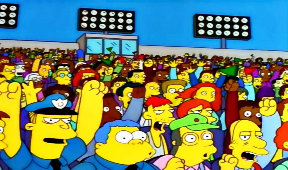 Citizens of Springfield gathered to watch the match to decide who is the greatest nation on earth