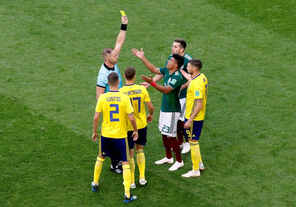  Mexico's Jesus Gallardo was given the fastest yellow card in World Cup history - after just 15 seconds