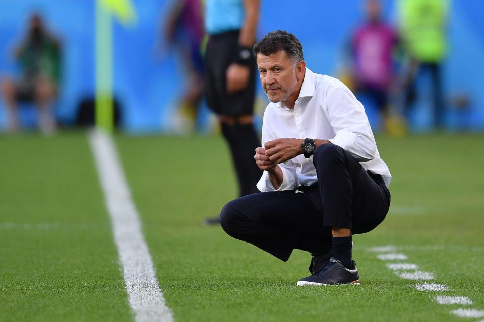  Mexico coach Juan Carlos Osorio watches on