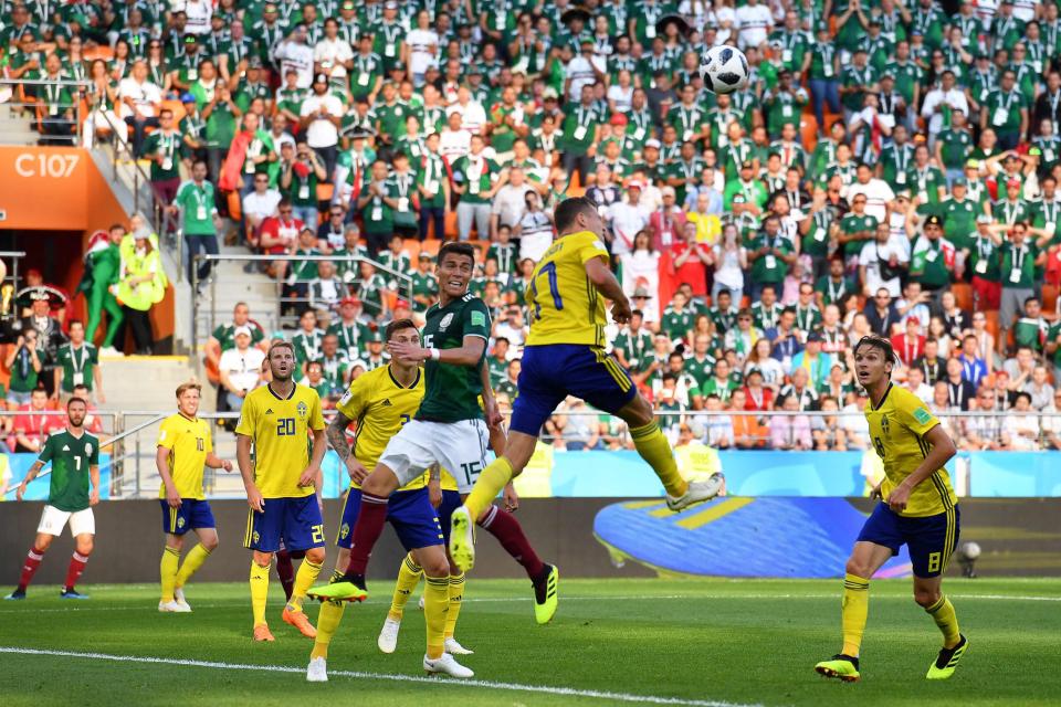  Sweden midfielder Viktor Claesson clears the ball