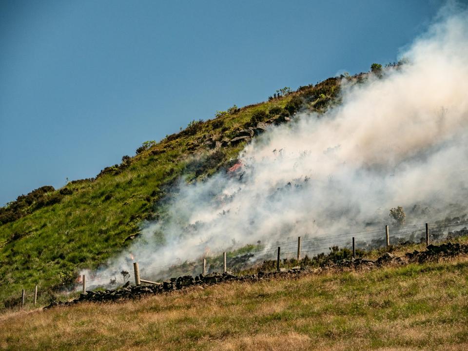  Aerial shots of the ongoing wildfire, which has now burnt out an area of around 7km