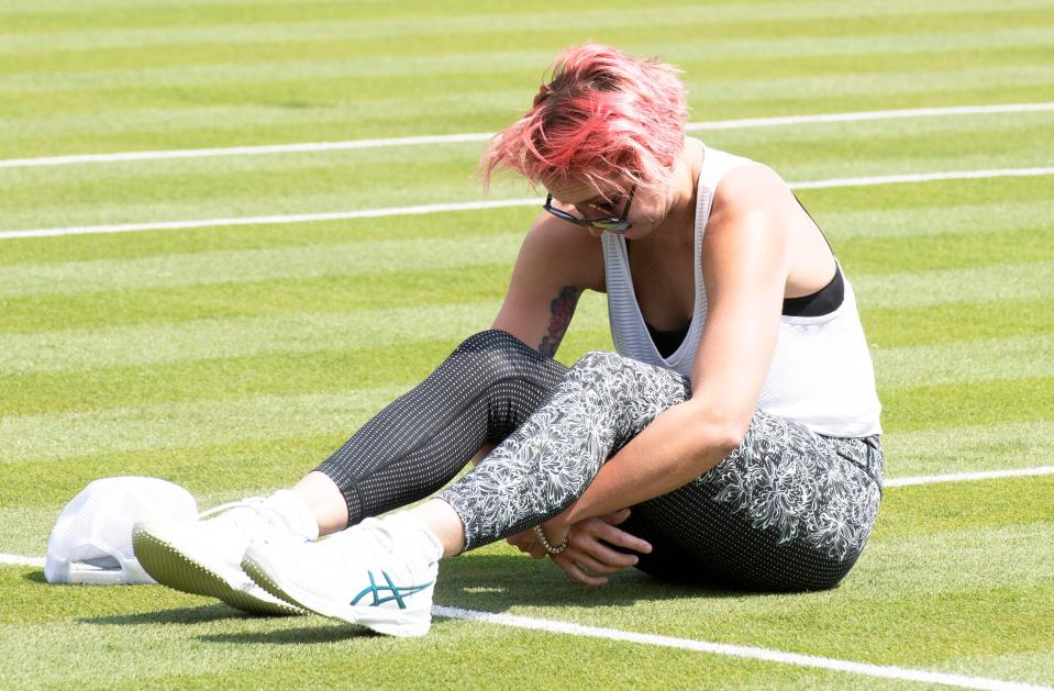  Mattek-Sands returned to Court 17 at SW19 and broke down in tears on the spot where she fell a year ago