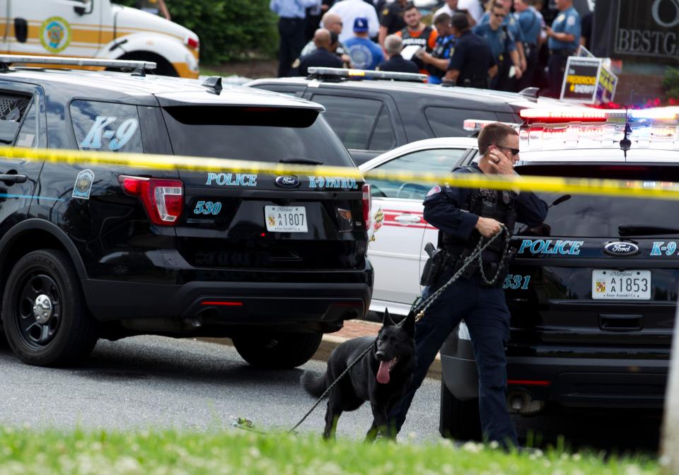  A K-9 police unit at the scene in Annapolis