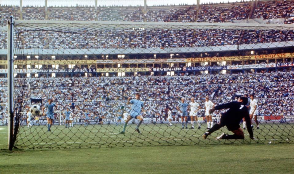  Allan Clarke scores the crucial penalty to send England through the group