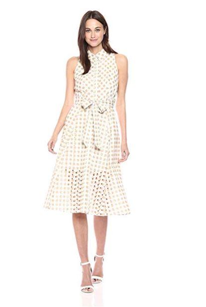  Meghan is wearing the Ashland Sleeveless Belted Gingham Eyelet Dress, which has currently sold out