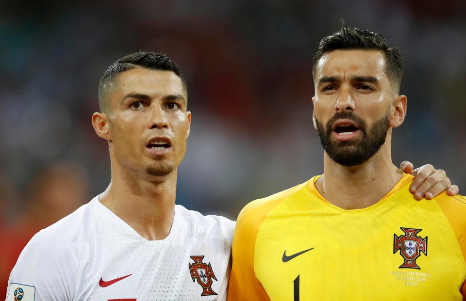  Patricio, right, is earning his 73rd cap for Portugal