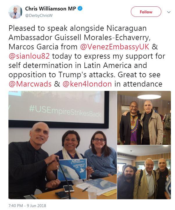  Labour MP Chris Williamson has allied himself with the Nicaraguan government