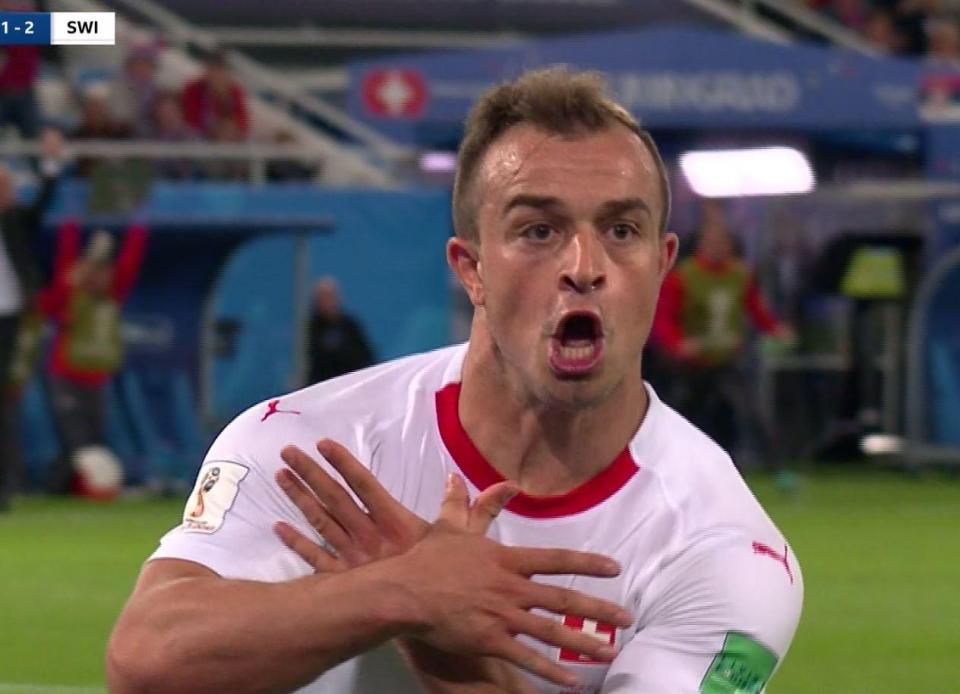  Xherdan Shaqiri scored a last-minute winner in the World Cup clash