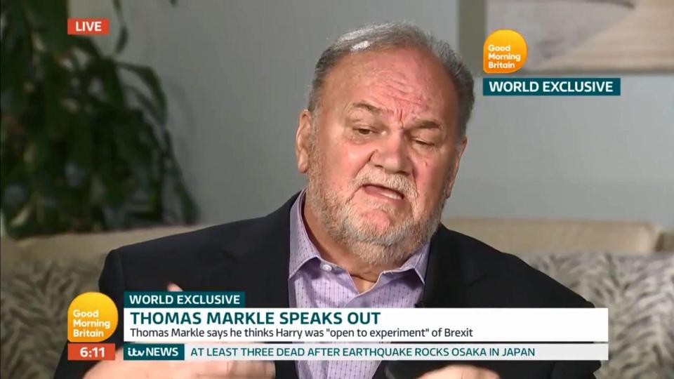  Thomas Markle on Good Morning Britain said that Prince Harry had told him he was open to Brexit