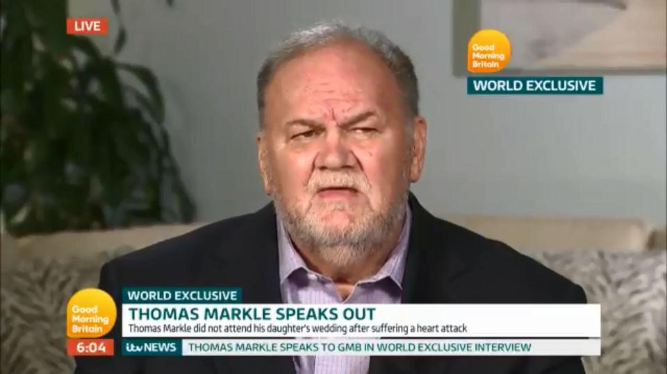  Thomas Markle on Good Morning Britain today - he said Meghan and Harry forgave him