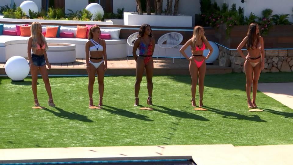  In tonight's opening the female contestants line up to meet their potential suitors for the first time