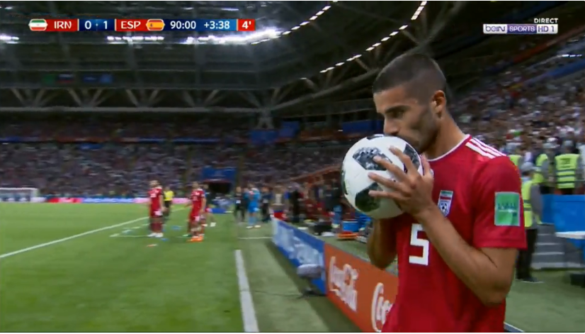 Mohammadi kissed the ball before he tried the bizarre move 