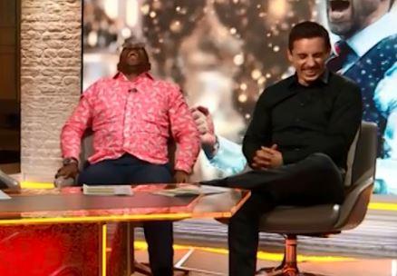  Ian Wright and Gary Neville burst into laughter after Keane's comment