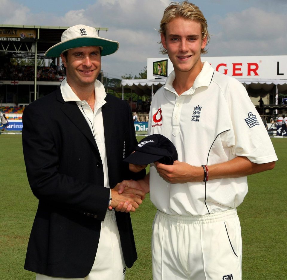  Old pals Michael Vaughan and Stuarty Broad have had words