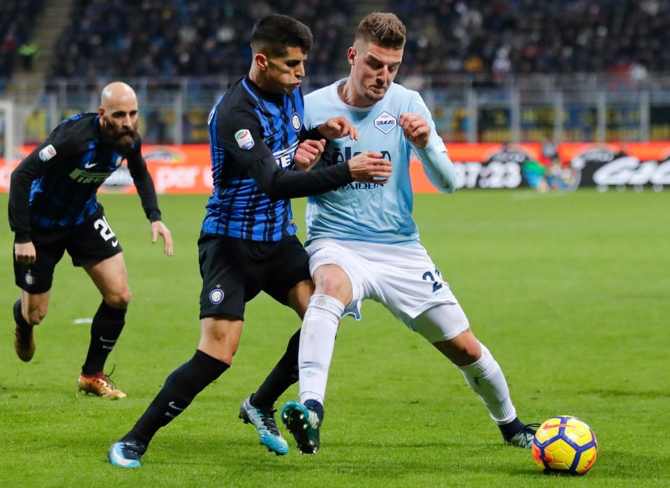  Cancelo, left, made 23 appearances on loan at Inter Milan in 2017-18