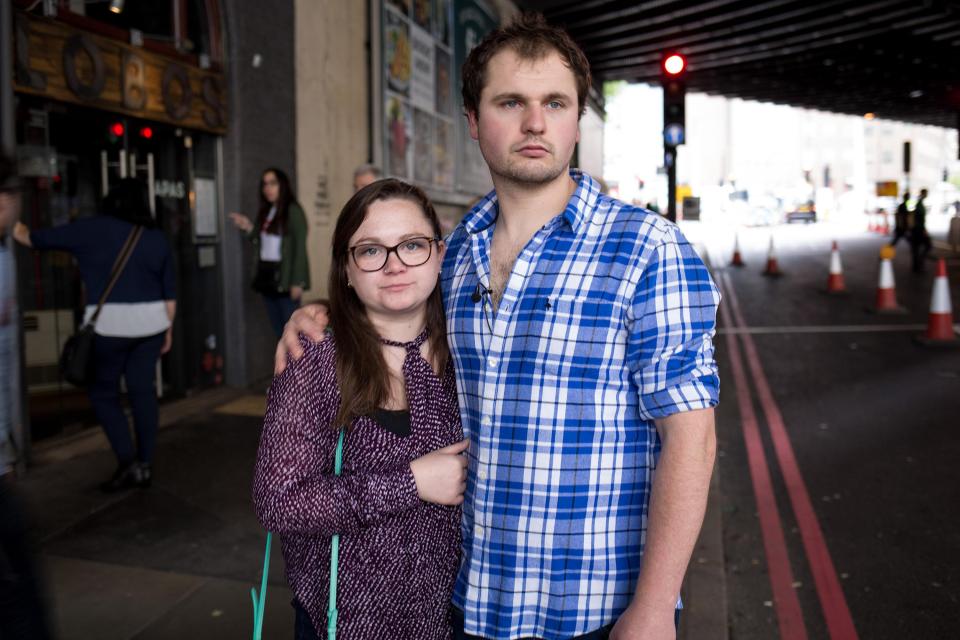  Justin Jones and his girlfriend Ellen Gauntlett retell their story of when the helped save PC Charlie Guenigault's life during the London Bridge terror attack