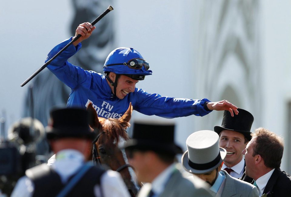  William Buick is congratulated by trainer Charlie Appleby