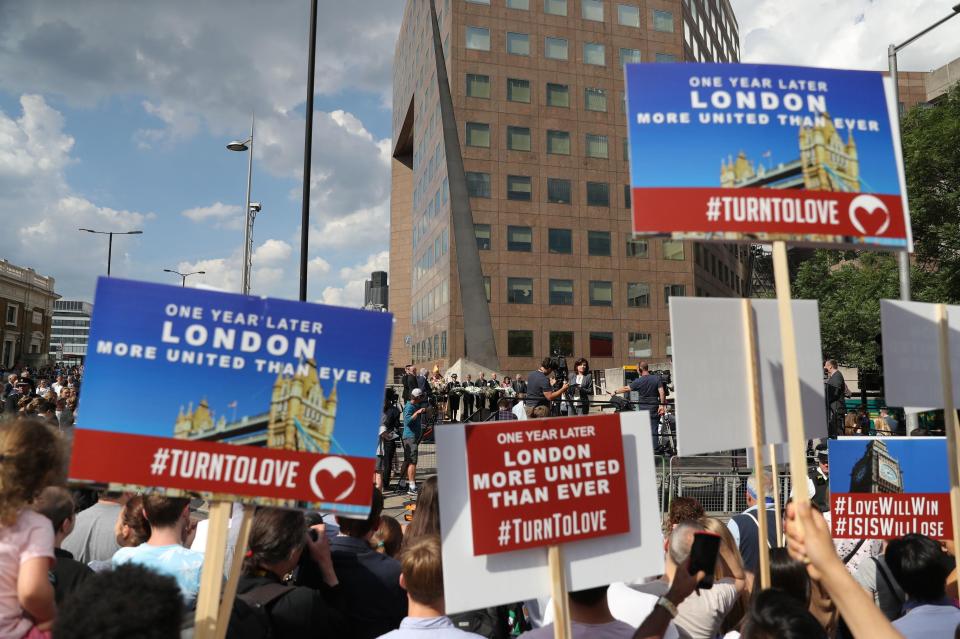  Campaigners showed a united front with the slogan #turntolove at the site of the attack