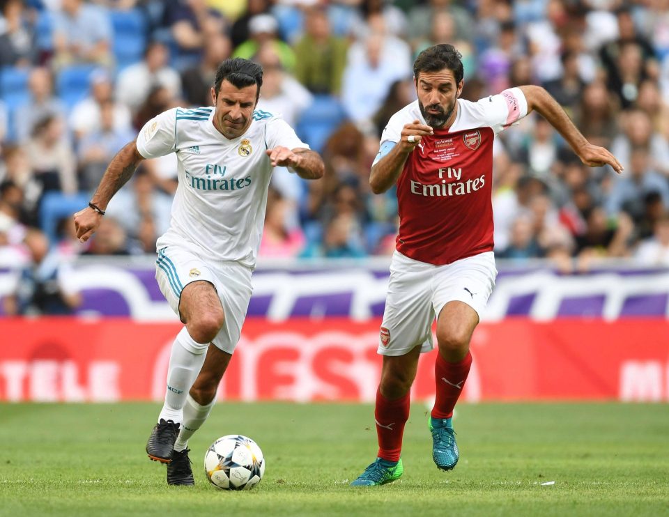  Robert Pires and Luis Figo faced off in the first leg of Arsenal Legends vs Real Madrid legends