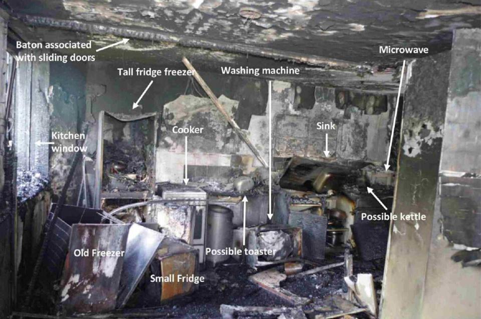  A diagram of the kitchen in flat 16 on the fourth floor flat, where the fire is believed to have been started in or around the fridge freezer